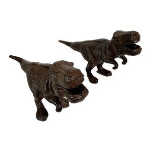 Cast Iron Dinosaur Bookends Set of 2 Brown T-Rex Decorative 8.5 In